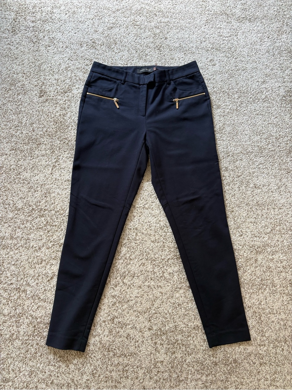 Ivanka Trump Black Skinny trousers with Gold Zipper Accents